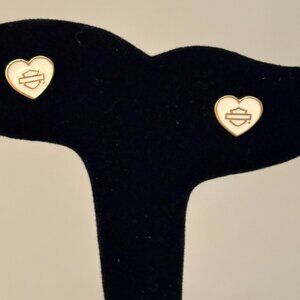 HARLEY DAVIDSON STERLING SILVER POST HEART ENAMEL EARRINGS